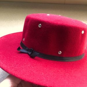 Red Wool Brimmed Hat